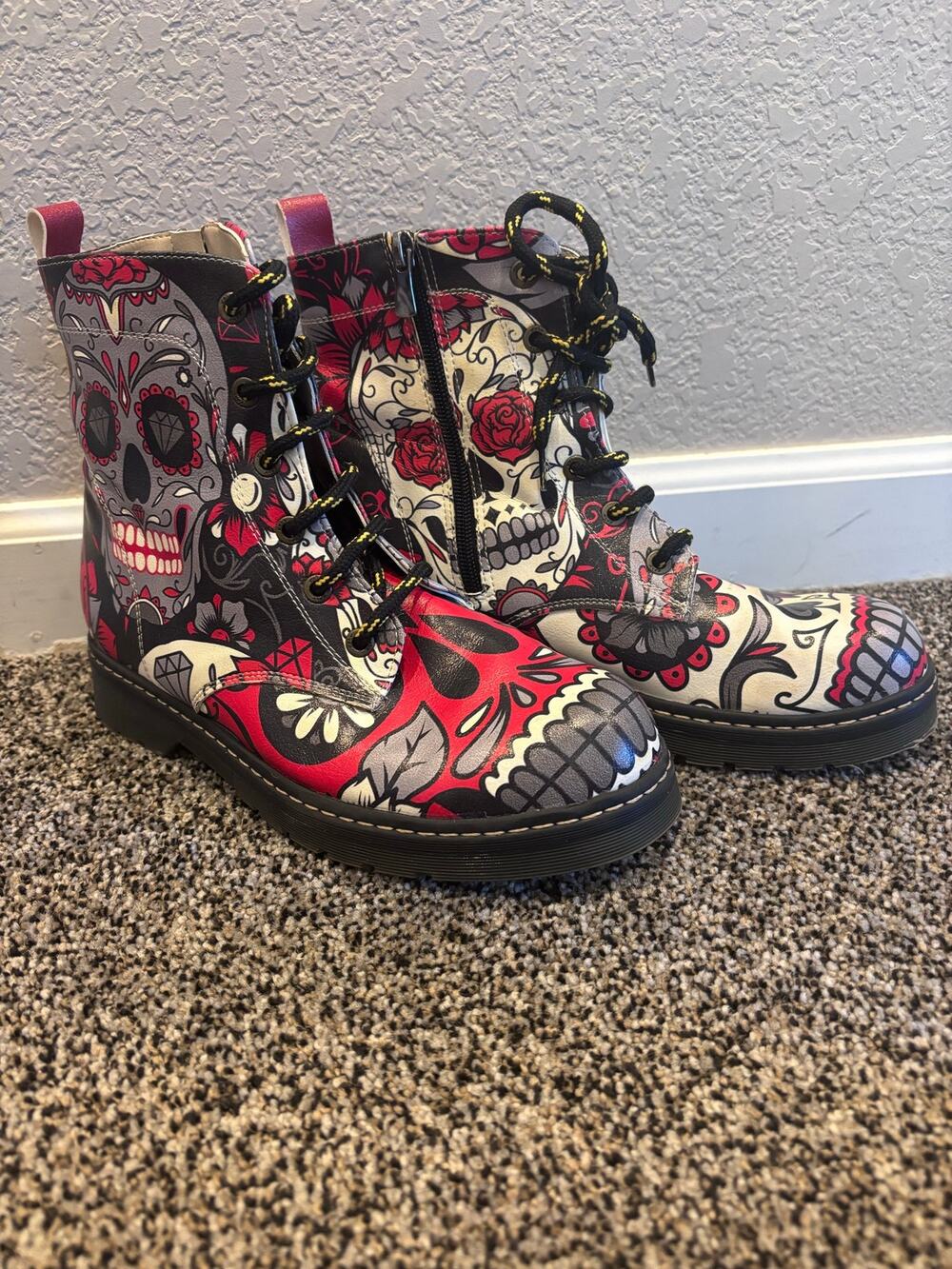 Goby Sugar Skull Women's Combat Boots Size 39